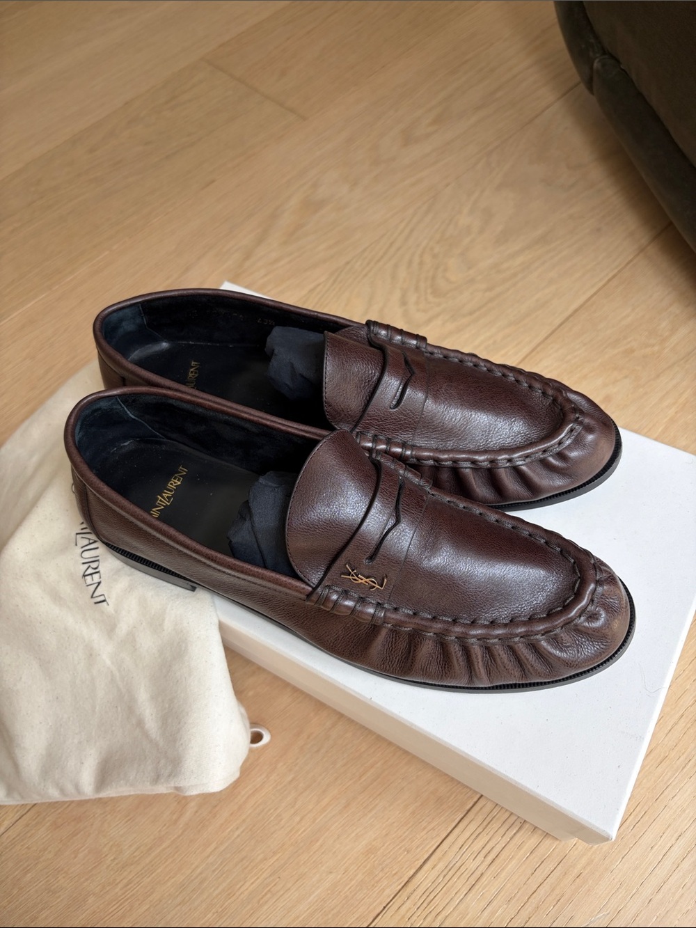 Saint Laurent - PARIS BROWN - LE LOAFER supple in matte leather - 43.5 FR - Picture 7 of 10